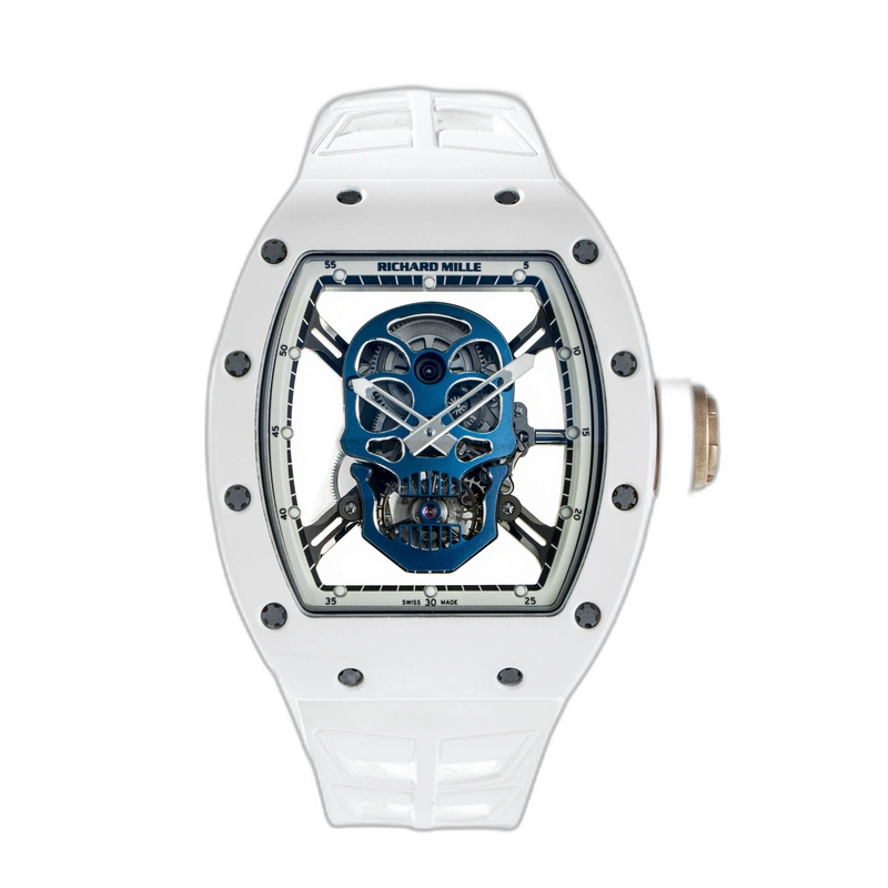 RM52-01 White Ceramic Blue Skull